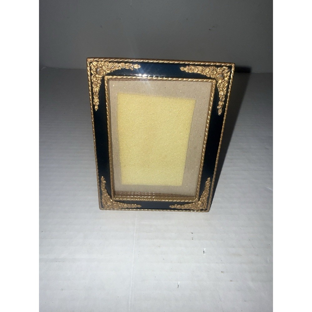 Vintage Black & Gold Baroque Style Ornate Picture Frame Mid-Century